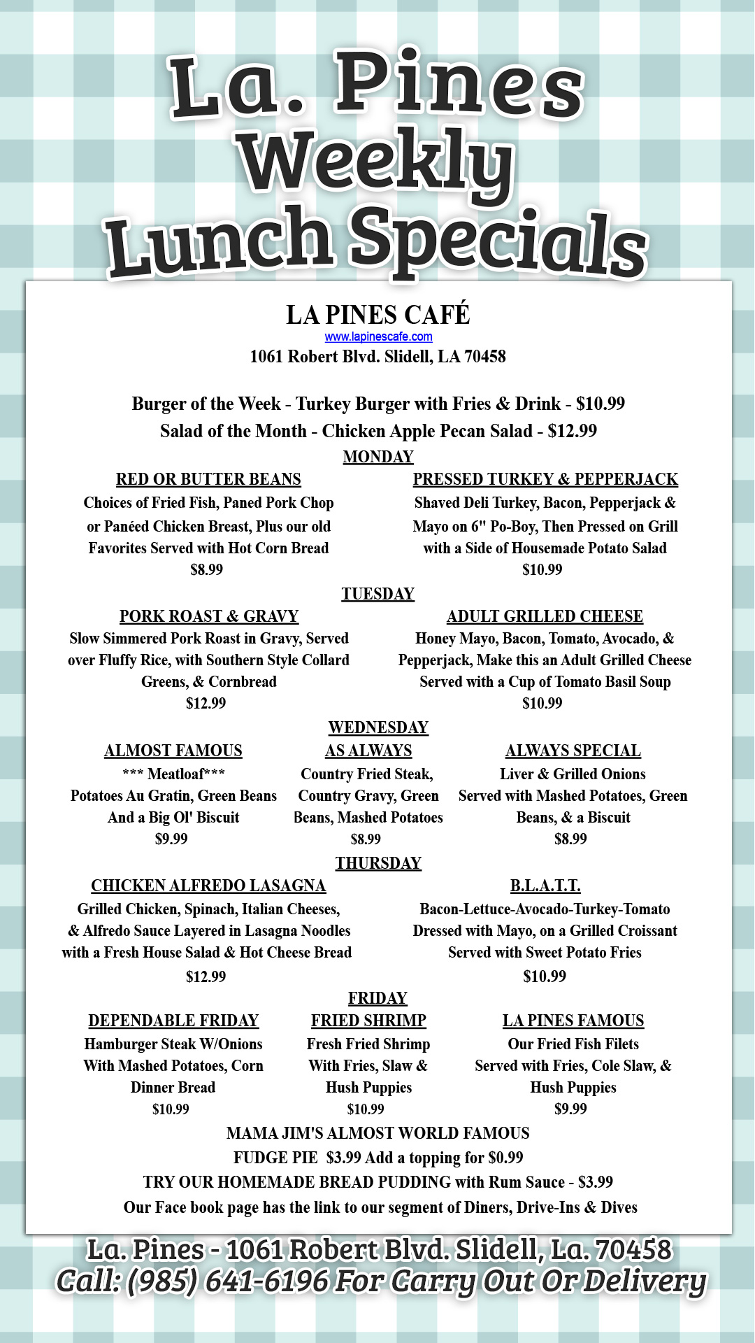 This Week’s Daily Specials Starting Monday, June 19th, 2023.