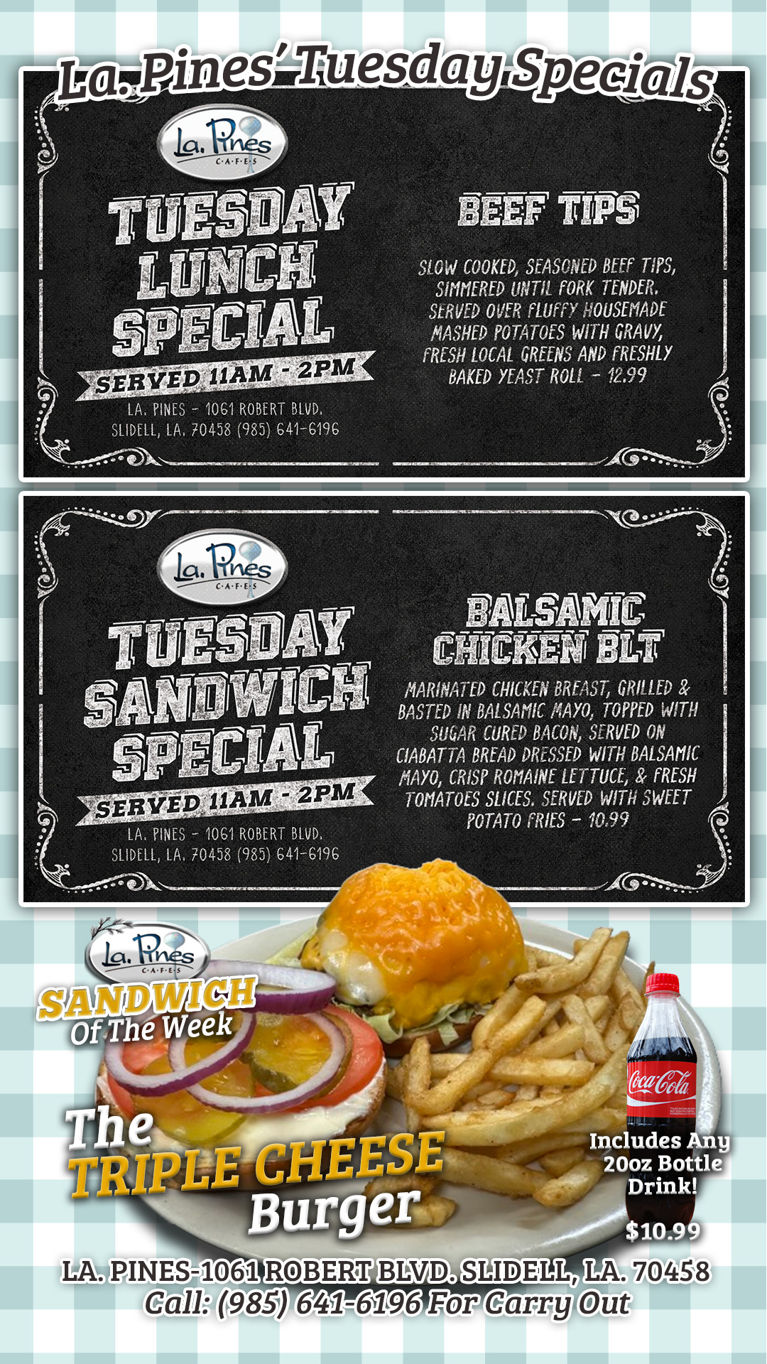 Tuesday, September 19th, 2023 Daily Specials at La.