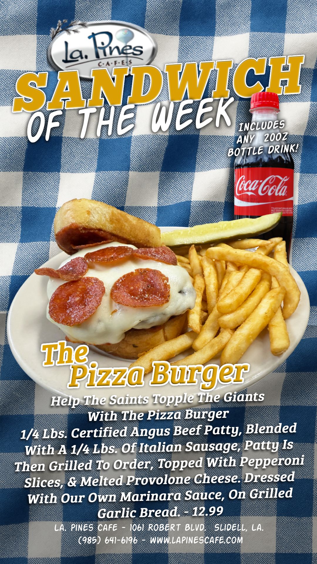 The Pizza Burger is the Sandwich Of The Week starting Monday, September 29, 2025.