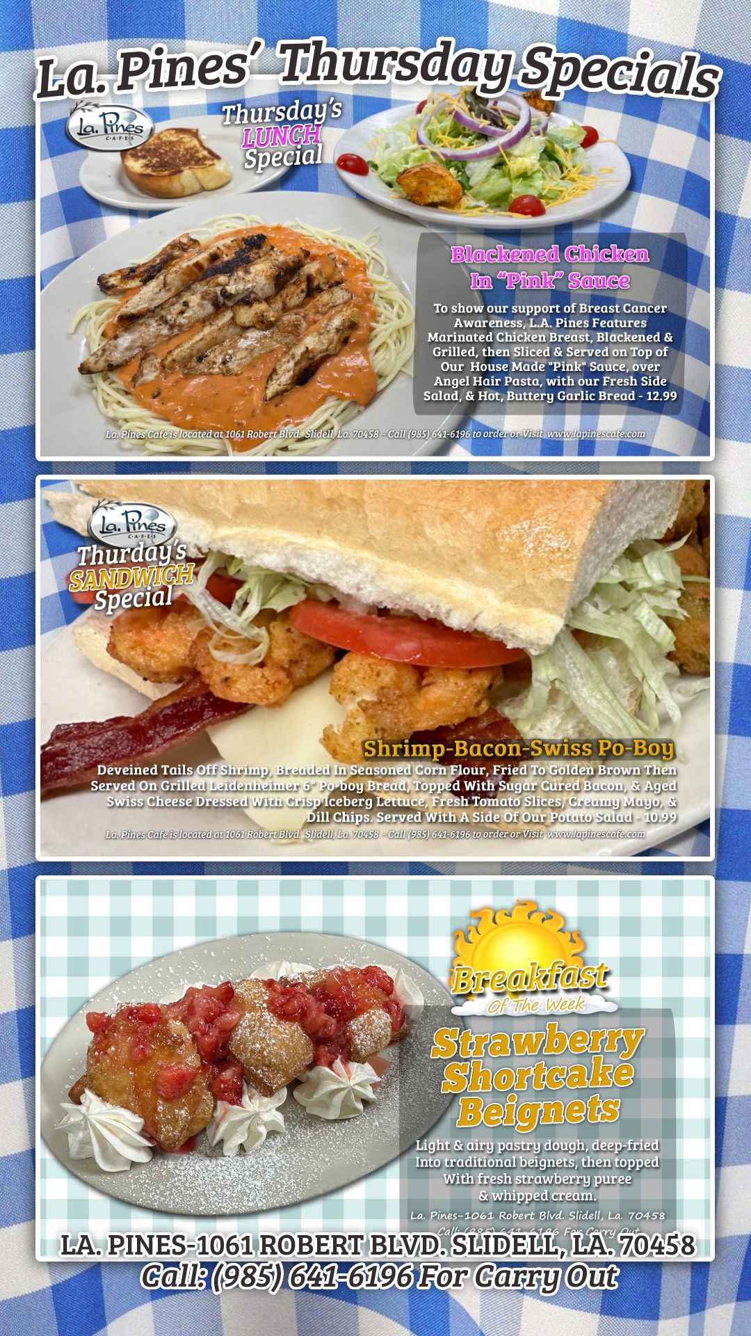 La․ Pines Daily Specials For Thursday, October 23, 2025.