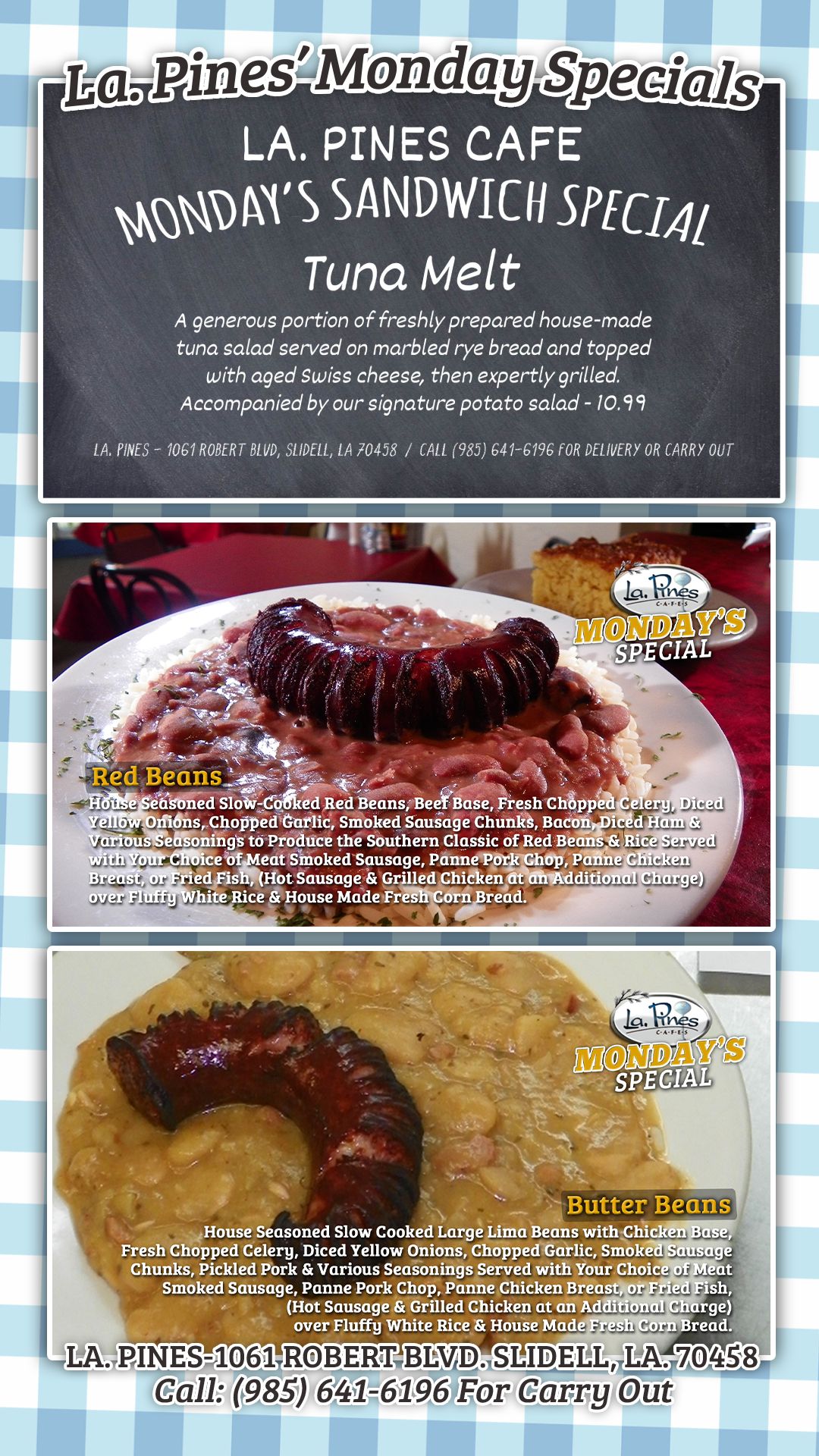 La․ Pines Cafe Presents Their Monday Daily Specials For November 10, 2025.