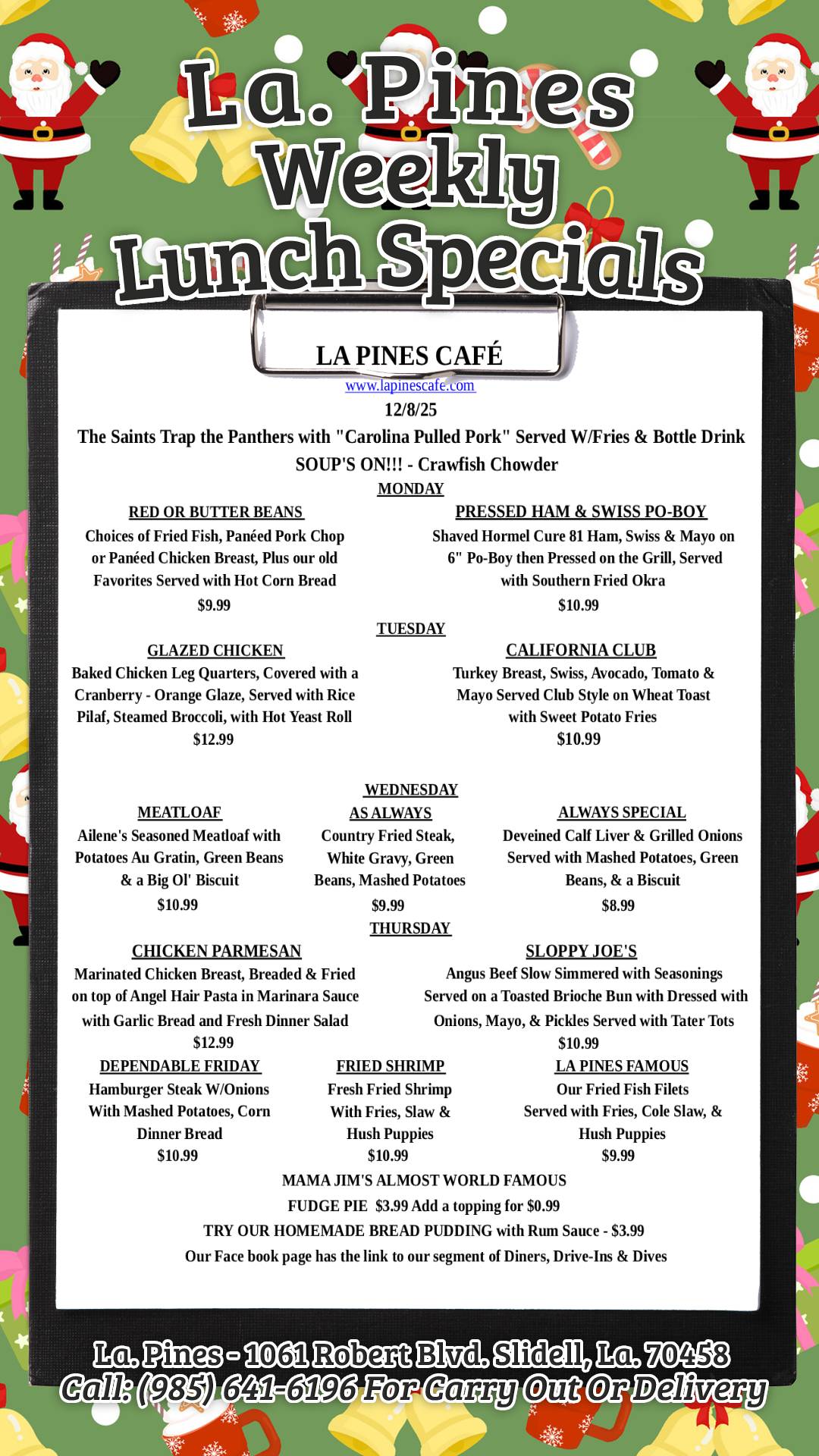 Weekly Specials Starting 11/8/2025.