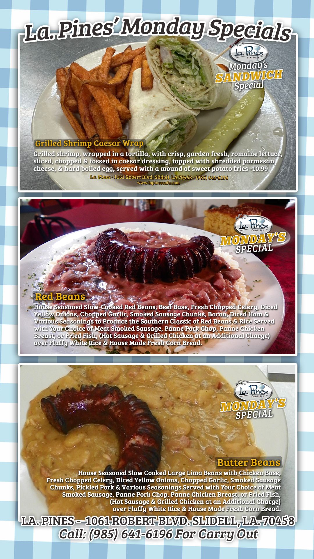 Monday Specials For Monday March 23, 2026.