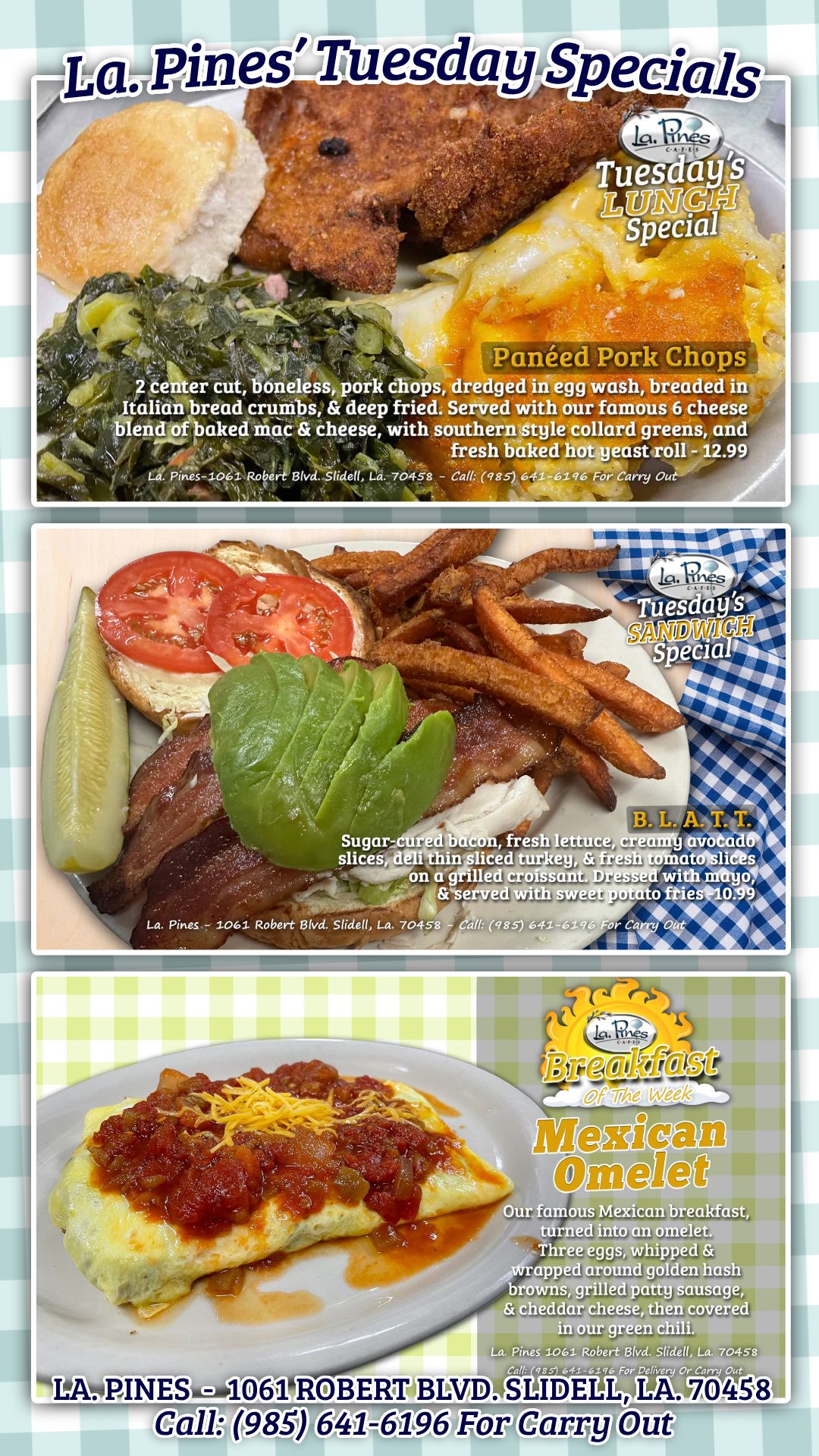 LUNCH LINEUP for Tuesday March 31, 2026.