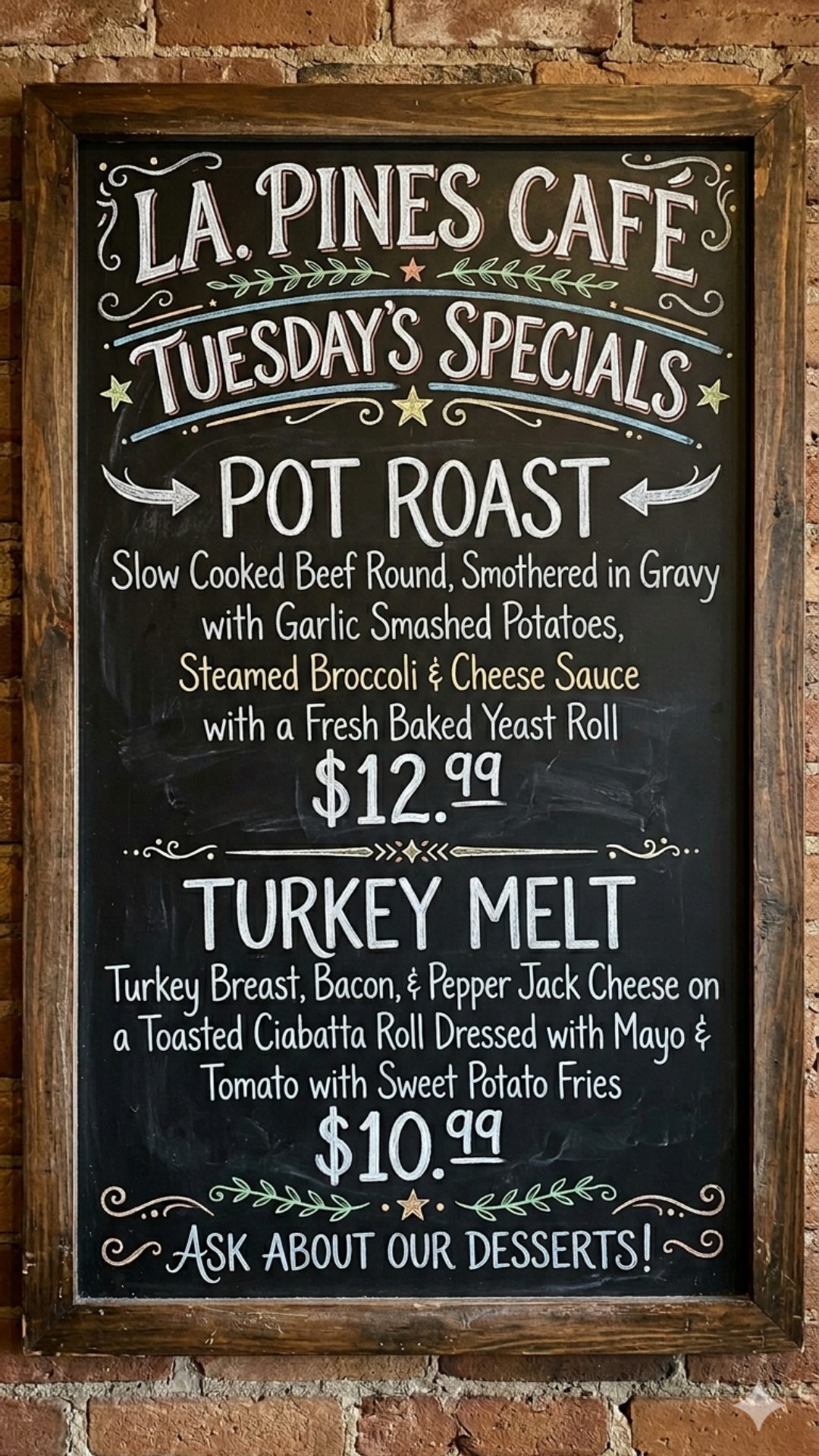 Tuesday’s Specials Served 11am to 2pm May 26, 2026.
