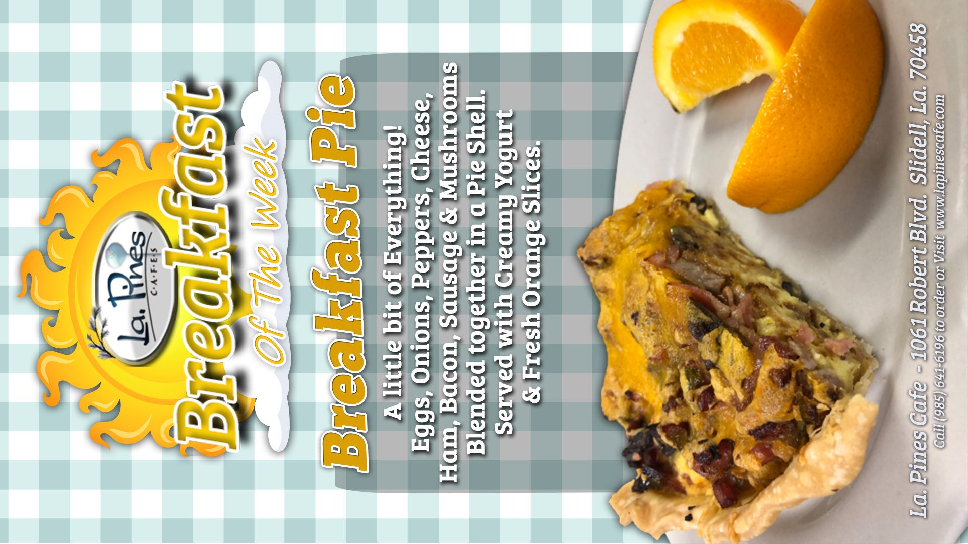 Breakfast of the week starting Monday, June 15, 2026.