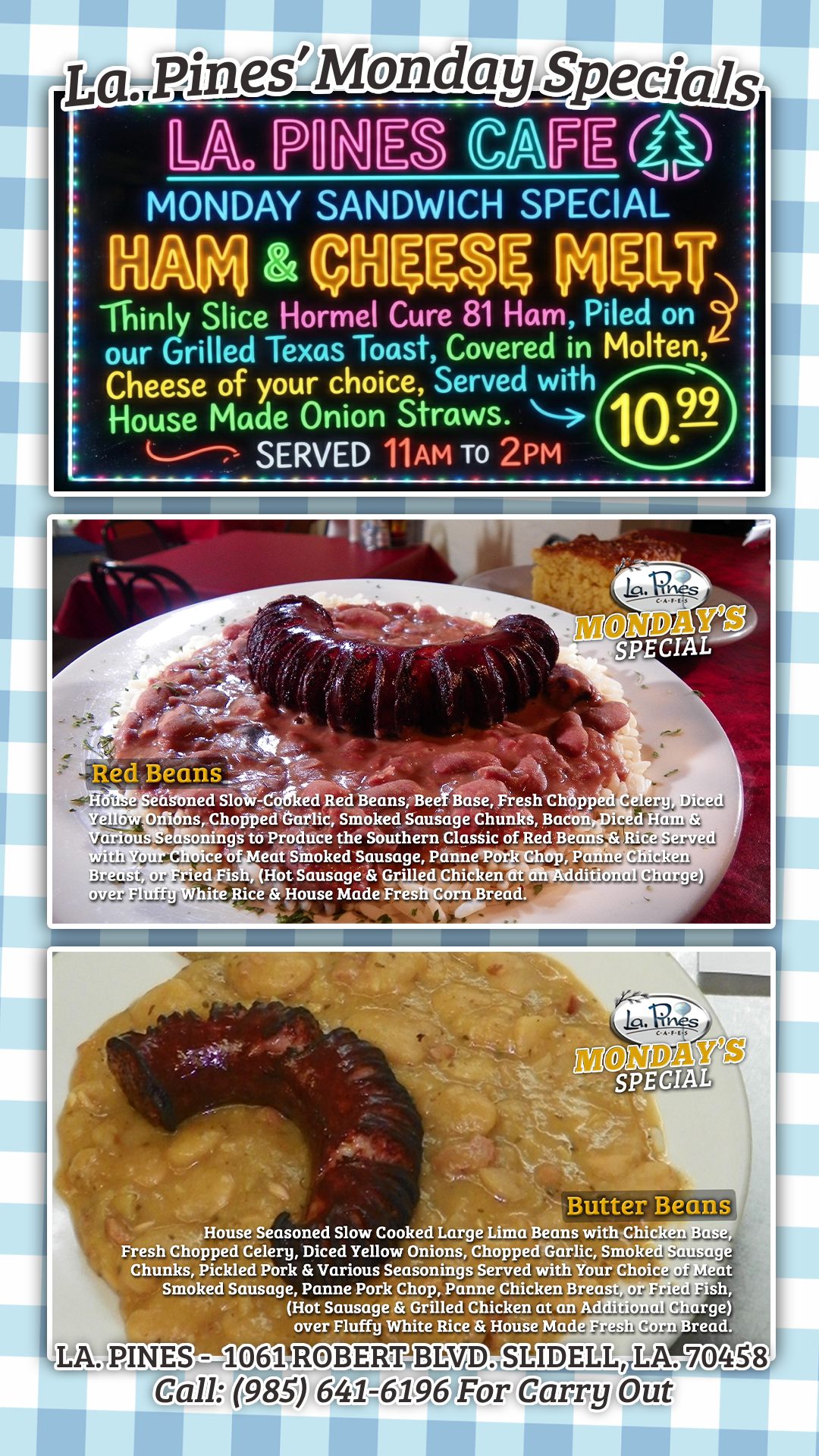 Lunch Specials For Monday June 22, 2026.